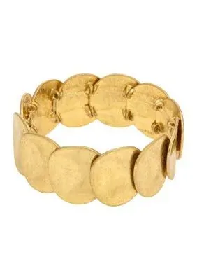 Wonderly Hammered Round Silver Disc Stretch Bracelet