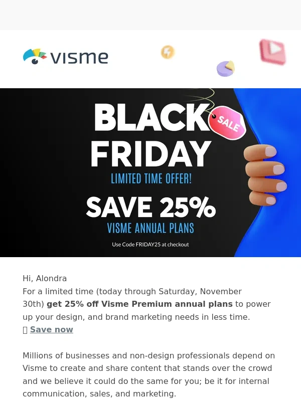 Visme - ? Black Friday Special: Get 25% Off Visme annual plans now