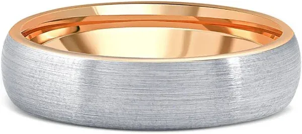 Bliss Diamond Men's Two Tone Gold Plated Tungsten & Rose Gold Plated Ring Wedding Band