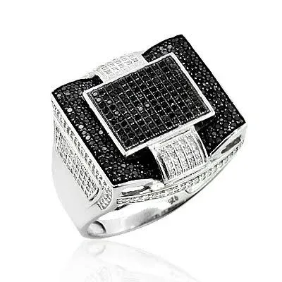 Sterling Silver Black Diamond Ring (1.30ct)
