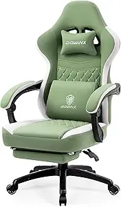 Dowinx - Gaming Chair, Breathable Fabric, Gel Pad, Storage Bag, Ergonomic, Footrest, Green