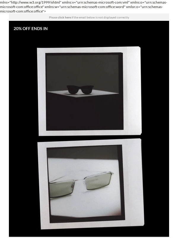 Ray Ban - Few hours left for 20% off