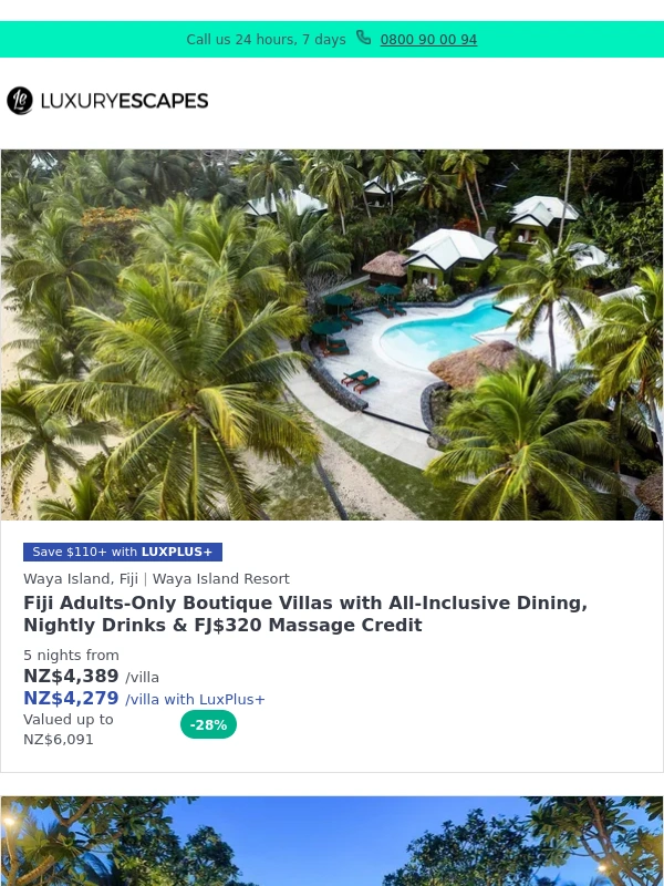 Luxury Escapes - Fiji Adults-Only Villas w. All-Inclusive Dining & Nightly Cocktails | Vietnam Award-Winning Spa Retreat w. Daily Breakfast,Dinner & Massages | Best of Sri Lanka Tour w. Sigiriya Rock Fortress