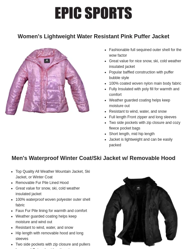Epic Sports - Epic Sports' Winter Wear has arrived! ⛷️❄️?