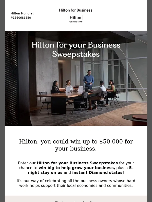Hilton - Now's your chance: Win up to $50K