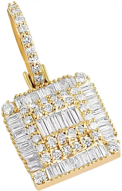 HipHopBling Square Baguette Diamond Pendant .86cttw 10K Yellow Gold