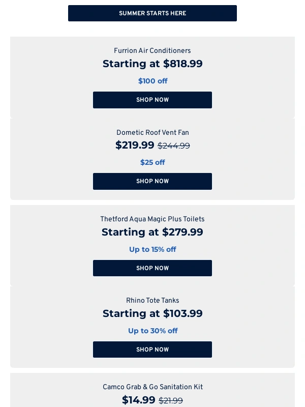Camping World - Save up to 60% on RV essentials