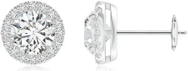 Prong-Set and Diamond Halo Stud Earrings