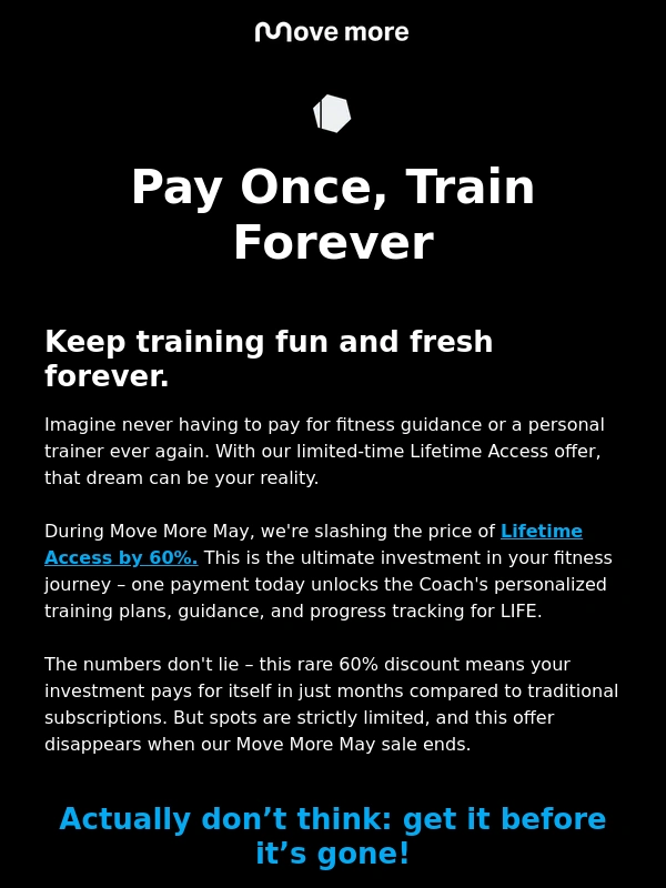 FREELETICS - Just for you: 60% off Lifetime Access