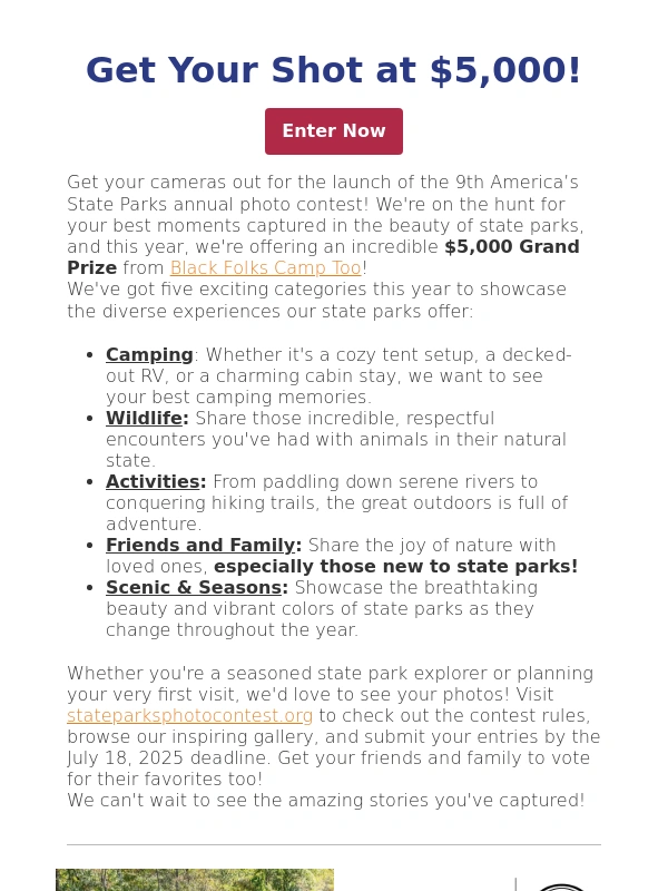 Reserve america - Now Open! 2025 America's State Parks Photo Contest