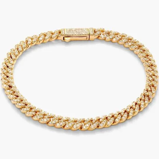 JAXXON Iced Out Cuban Link Silver Bracelet