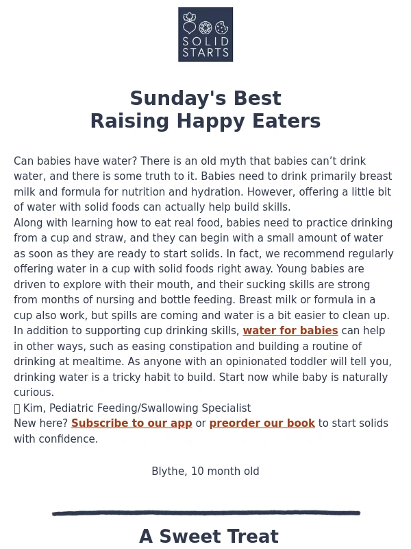 Solid Starts - Sunday's Best: Can babies have water??