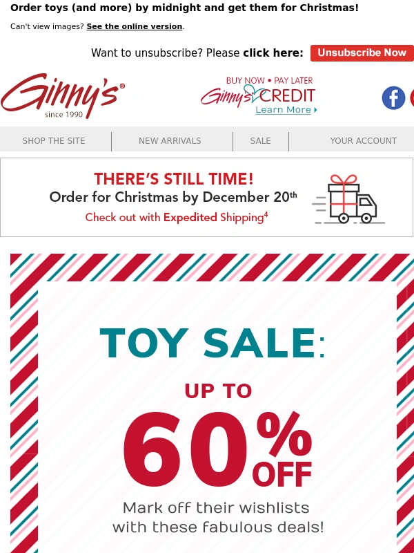 Ginny's - Save up to 60% on Toys + Last Call for Expedited Shipping