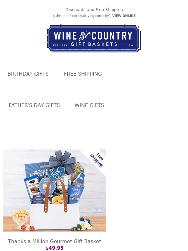 Wine Country Gift Baskets - Father's Day delivery - order today