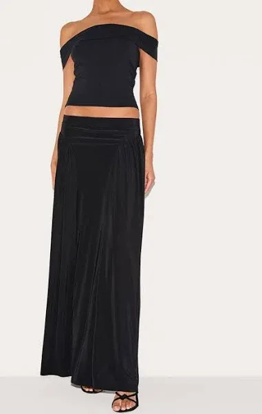 Women's Slinky Drop Waist Ruched Panel Maxi Skirt