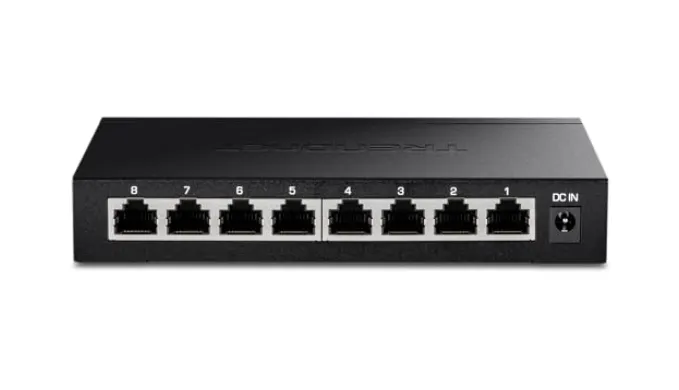 TRENDnet 8-Port Unmanaged 2.5G Gaming Switch, TEG-S380, 8 x 2.5GBASE-T Ports, 40Gbps Switching Capacity, Ethernet Splitter, NDAA & TAA Compliant, Fanless, Wall Mountable, Lifetime Protection, Black