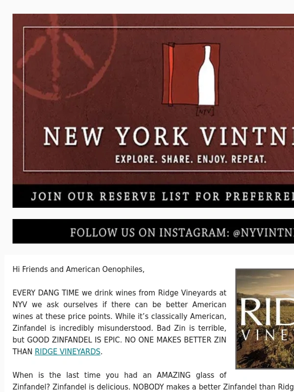 Ridge - Ridge Vineyards: 3 Ways to Drink an American Icon