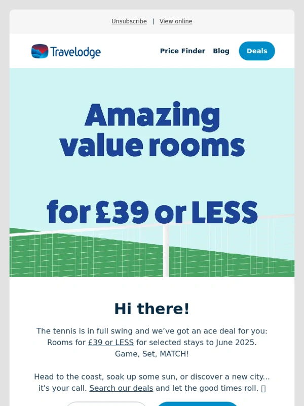 Travelodge - 【THIS IS BIG】! Rooms are going for £39 or LESS... Score an ace deal today