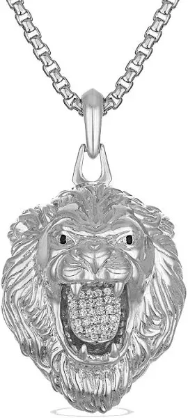Bulova Marc Anthony Men's Diamond Lion Pendant Necklace in Sterling Silver-Plate