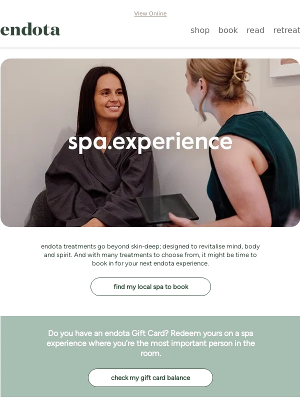 endota spa - Experience the endota difference in spa ?
