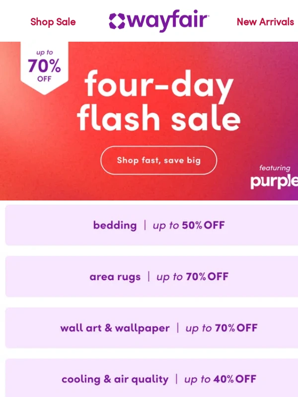 Wayfair - ? FOUR-DAY FLASH SALE ? Only 2 days left ?