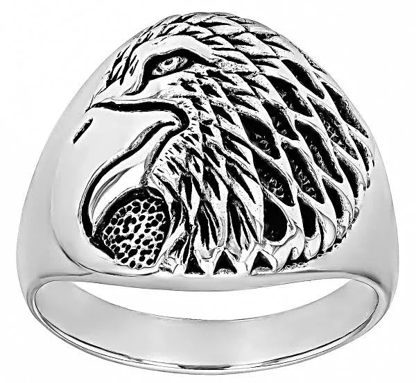 Oxidized Sterling Silver Eagle Men's Ring