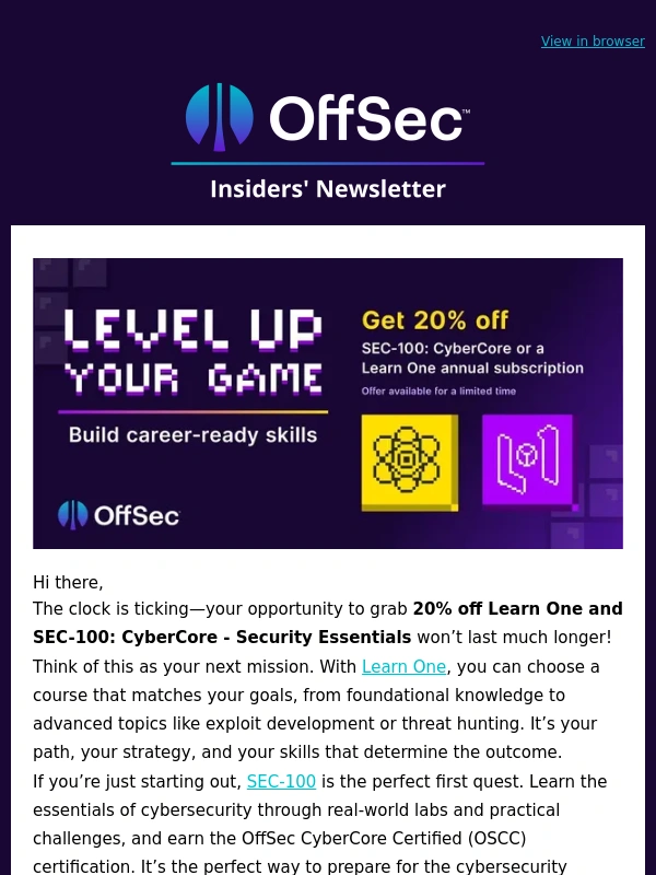 Offensive Security - Time’s running out—Save 20%
