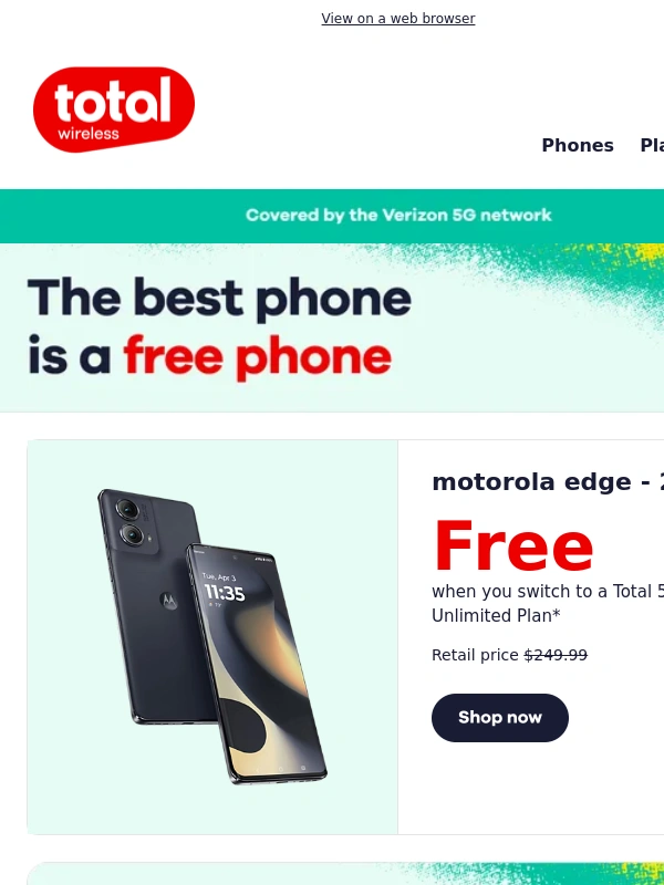 Total Wireless - Get a FREE motorola edge today ?