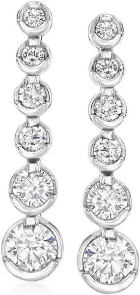 1 ctw Diamond Graduated Linear Drop Earrings in 14kt White Gold