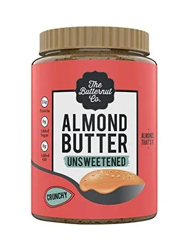 The Butternut Co. Almond Butter Crunchy 1kg Unsweetened 100% Dry Roasted