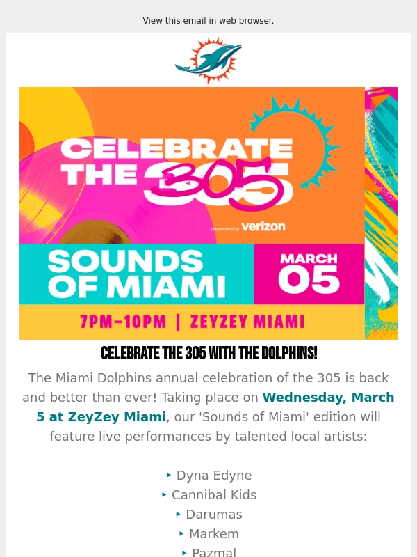 Dolphins - The Official Lineup is Here - Celebrate the 305 with the Dolphins! ??