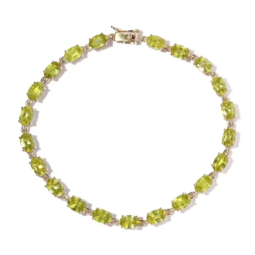Luxoro 10K Yellow Gold AAA Sava Sphene Link Bracelet