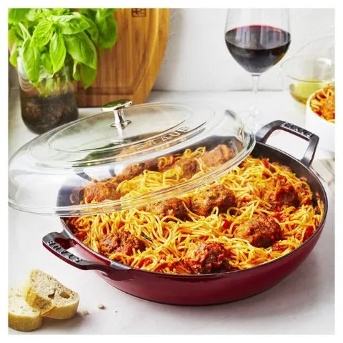Staub Braisers 30 cm, Braiser With Glass Lid, Cherry - Visual Imperfections