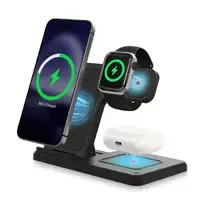 3-in-1 15W Portable Wireless Fast Charging Station for iphone 16 15 14 13 12 11 X 8 Pro Max/Pro/Mini/Plus (Black)