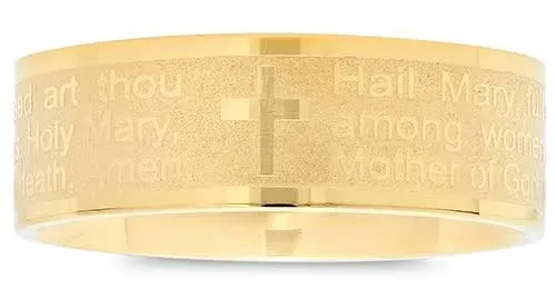 Steeltime Ladies Unisex 18kt. gold Pleated hail mary prayer ring