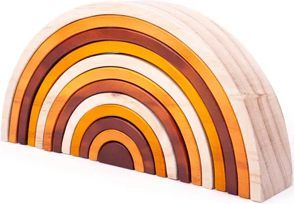 Bigjigs Toys Natural Wooden Stacking Rainbow