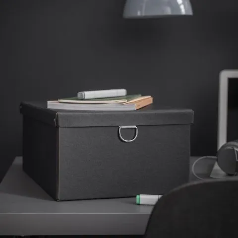 Ikea NIMM Storage box with lid, black, 9 ¾x13 ¾x6 "