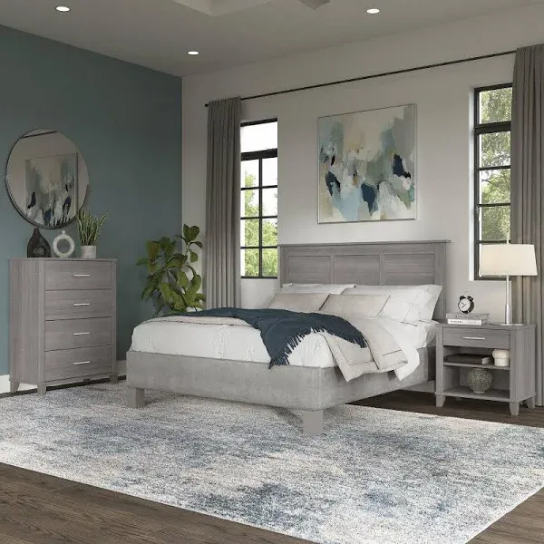 Bush Furniture Somerset Full/Queen Headboard, Chest of Drawers, and Nightstand Bedroom Set