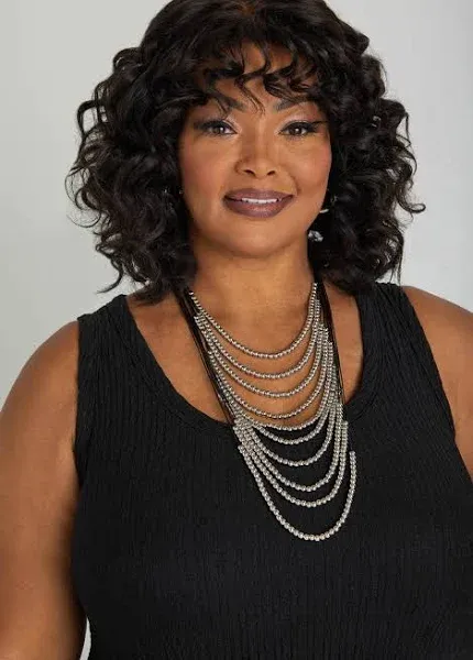 Ashley Stewart Plus Size Layered Cord and Bead Necklace