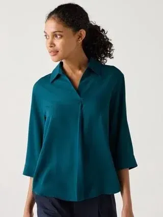 Uniqlo Skipper Collar Rayon Blouse