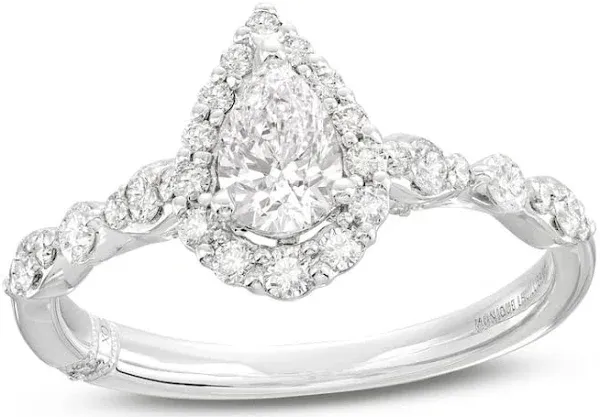 Monique Lhuillier Bliss 7/8 Ct tw Pear & Round-Cut Diamond Engagement