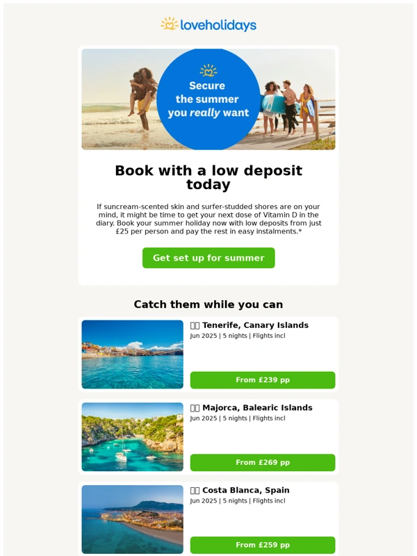 Love Holidays - Ready,set,summer: deposits from £25pp ?