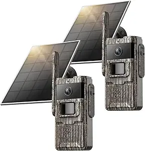TKENPRO 4G LTE Cellular Trail Cameras 2 Packs Unlimited Data Plan Solar Trail Cameras Built in SIM Card Game Camera IP65 Waterproof Security Camera with 2K Live Video, No Glow Night Vision