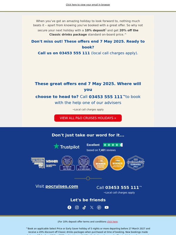 P&O Cruises - This email contains holiday offers,!