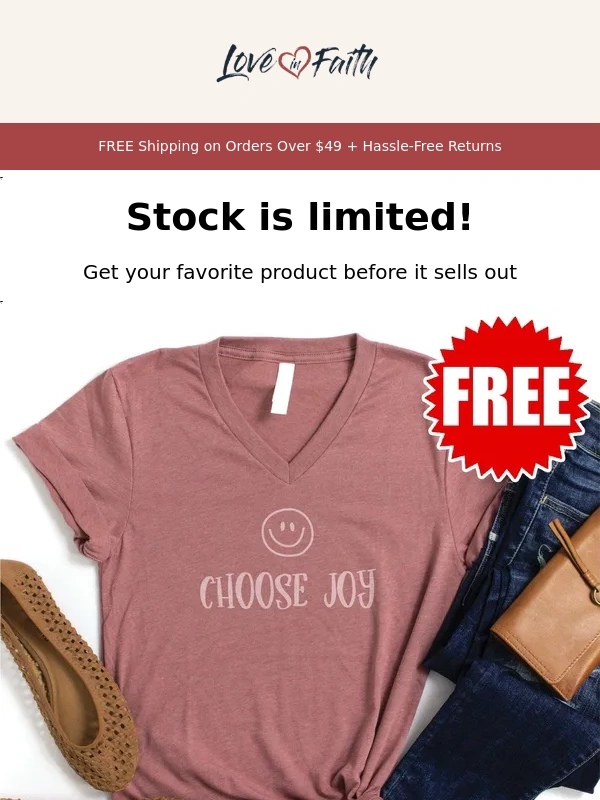 Love in Faith - Act quickly,Choose V-Neck - 0 is selling fast ⚡