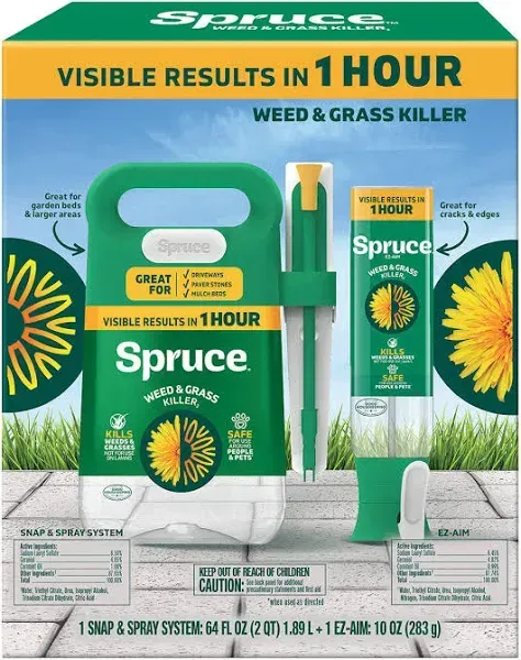 Spruce Snap & Spray Weed & Grass Killer Powered Starter Kit + EZ AIM, 74 oz