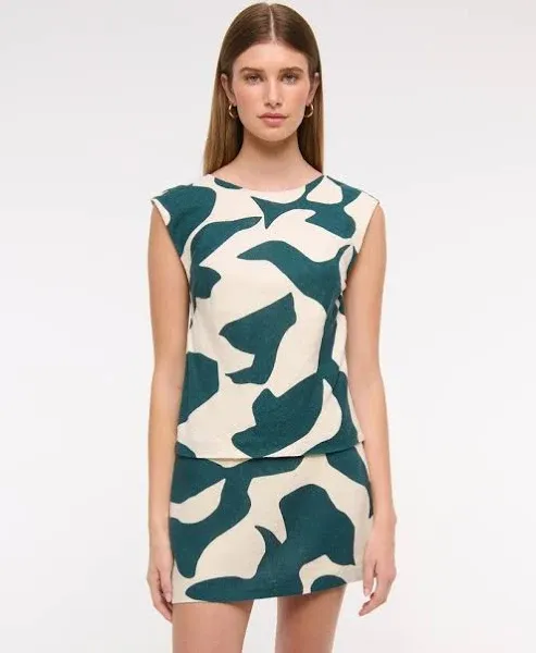 Abercrombie & Fitch Women's Scarlett Mid Rise Linen-Blend Skort