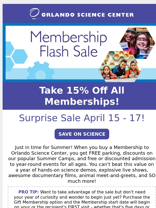 ORLANDO SCIENCE CENTER - 15% Off Science Center Memberships? Now That's Smart