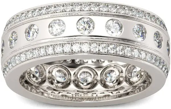 Jeulia Women's Sterling Silver Round Cut Stone Band