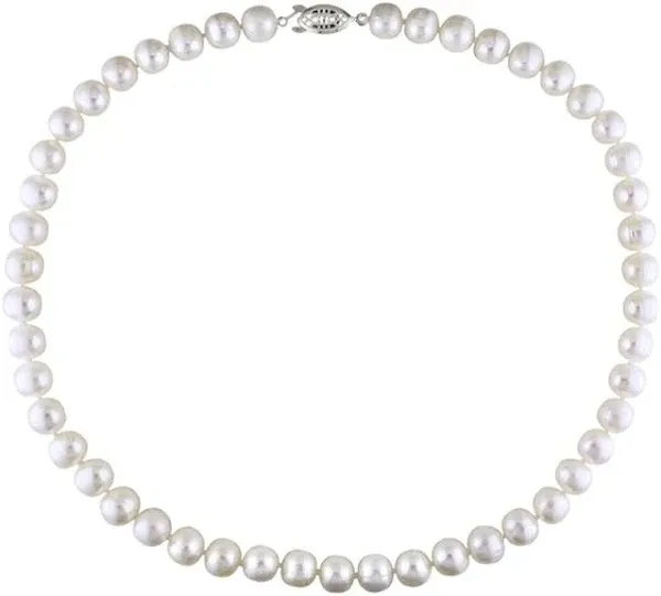 Sterling Silver White Freshwater Cultured Pearl Necklace